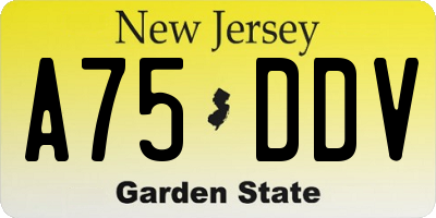 NJ license plate A75DDV