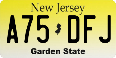 NJ license plate A75DFJ