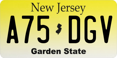NJ license plate A75DGV