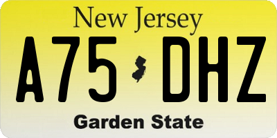 NJ license plate A75DHZ
