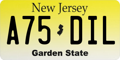 NJ license plate A75DIL