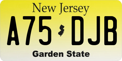 NJ license plate A75DJB