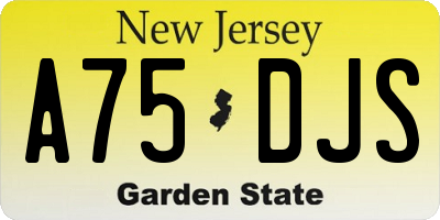 NJ license plate A75DJS