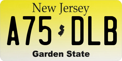 NJ license plate A75DLB