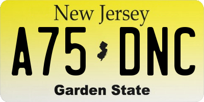 NJ license plate A75DNC