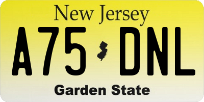 NJ license plate A75DNL