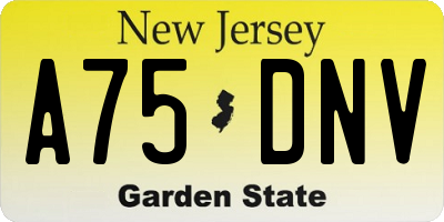 NJ license plate A75DNV