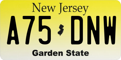 NJ license plate A75DNW