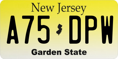 NJ license plate A75DPW