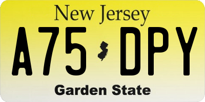 NJ license plate A75DPY