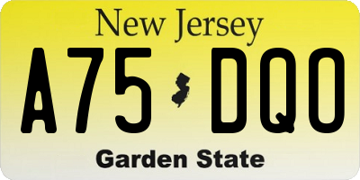 NJ license plate A75DQO