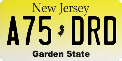 NJ license plate A75DRD