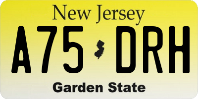 NJ license plate A75DRH