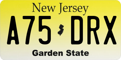 NJ license plate A75DRX