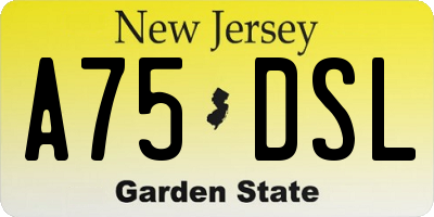 NJ license plate A75DSL