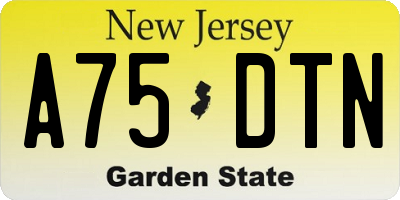 NJ license plate A75DTN