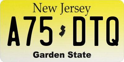 NJ license plate A75DTQ
