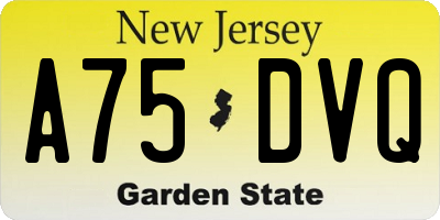 NJ license plate A75DVQ
