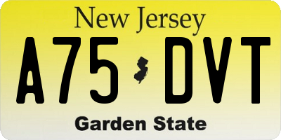 NJ license plate A75DVT