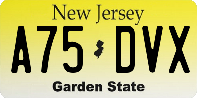 NJ license plate A75DVX