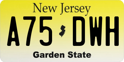 NJ license plate A75DWH