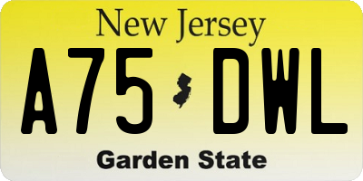 NJ license plate A75DWL