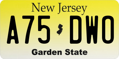 NJ license plate A75DWO