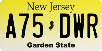 NJ license plate A75DWR