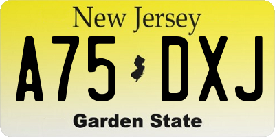 NJ license plate A75DXJ