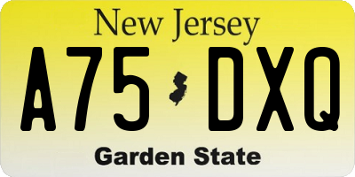 NJ license plate A75DXQ