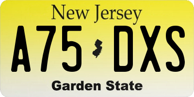 NJ license plate A75DXS