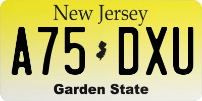 NJ license plate A75DXU