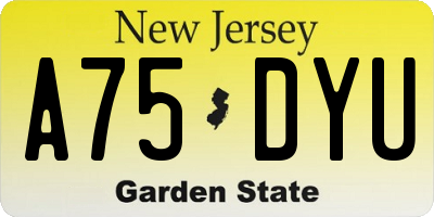 NJ license plate A75DYU