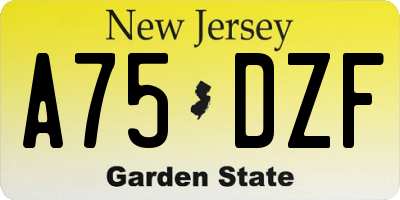 NJ license plate A75DZF
