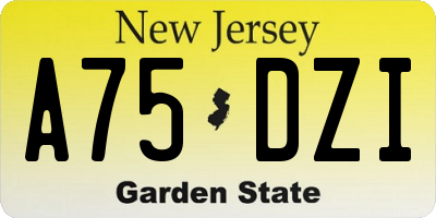 NJ license plate A75DZI