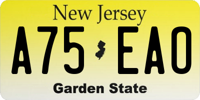 NJ license plate A75EAO