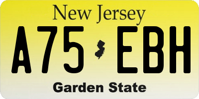 NJ license plate A75EBH
