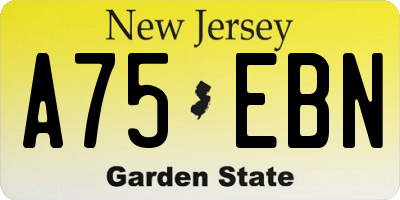 NJ license plate A75EBN