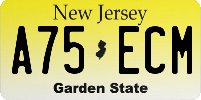 NJ license plate A75ECM