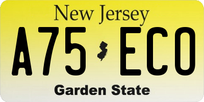 NJ license plate A75ECO