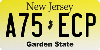 NJ license plate A75ECP