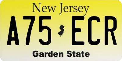 NJ license plate A75ECR