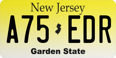 NJ license plate A75EDR