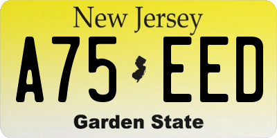 NJ license plate A75EED