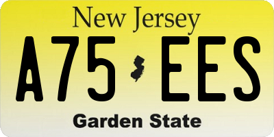 NJ license plate A75EES