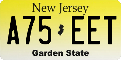 NJ license plate A75EET