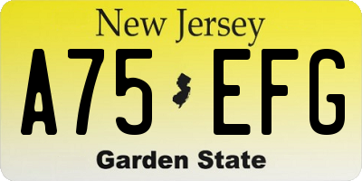 NJ license plate A75EFG