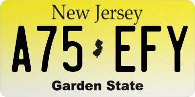 NJ license plate A75EFY