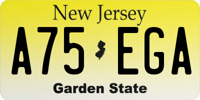 NJ license plate A75EGA
