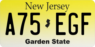 NJ license plate A75EGF